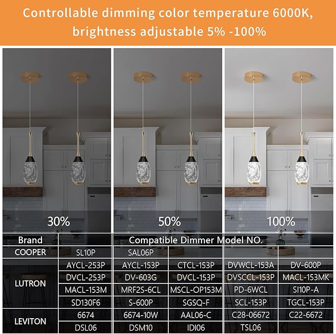 Modern Black Gold Pendant Light Dimmable LED Ceiling Light Fixtures Mini Teardrop Crystal Pendant Lighting for Kitchen Island Bedroom Hallway Entryway (3-Pack, Champagne Gold)