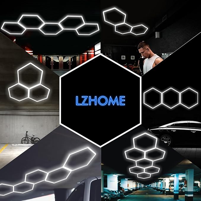 Updated Hexagon Garage Light: 79200LM Super Bright Hexagon Garage LED Light, 5000K Natural White, 72 Packs LED Light Car Detailing Ceiling Lights for Warehouse Basement Gym Barbershop Salon