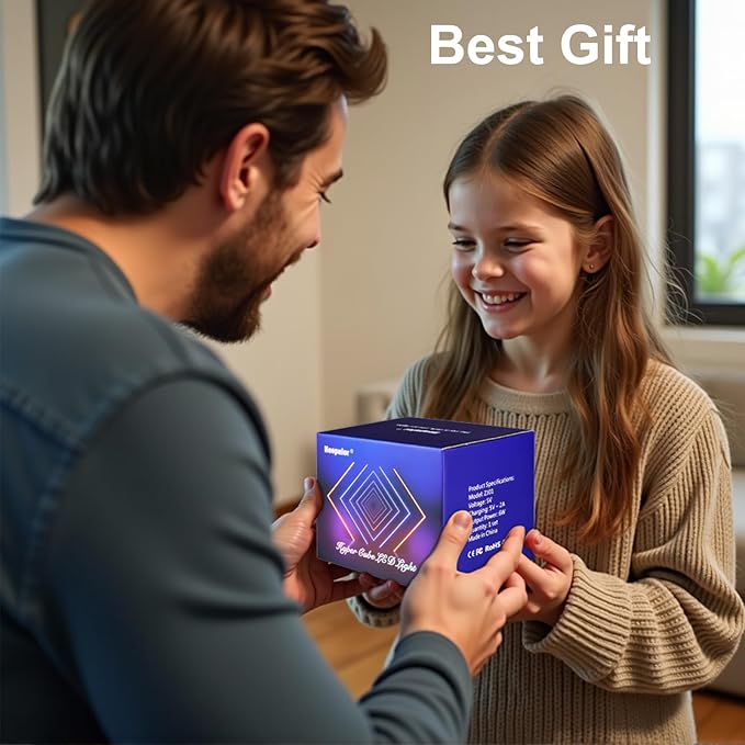 Infinity Mirror Hyper Cube Table Lamp, Desk Art Night Light, Color-Changing Music-Sync APP-Controlled Ambient Light for Gaming, Party, Home, Gift (6 Inches)