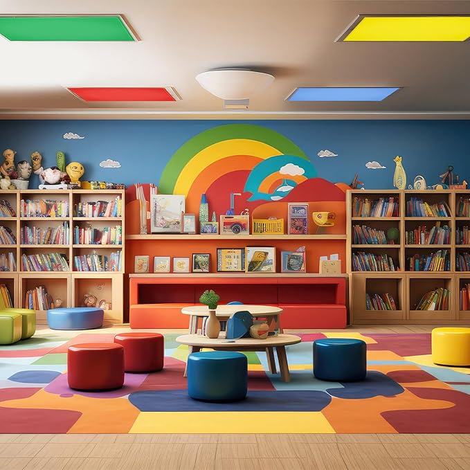 8 Pcs Fluorescent Light Covers with 80 Magnets Decorative for Classroom Ceiling Lights 4 x 2 Feet Magnetic Light Cover Filter Easy Install for Office Hospital Home Ceiling Supplies (Vibrant Color)
