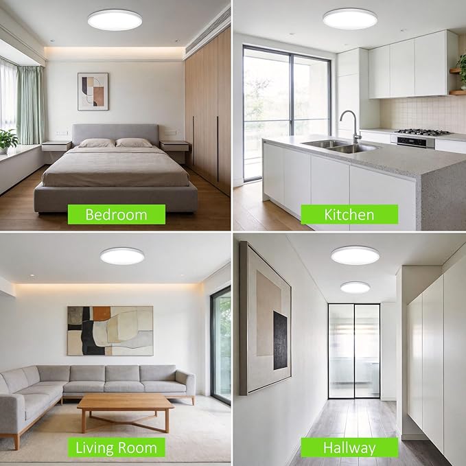 2Pack LED Flush Mount Ceiling Light, 7 Inch 1500LM 15W Thin Round Ceiling Light Fixture, 3000k/4000k/6500k 3 Color Adjustable Ceiling Lamp