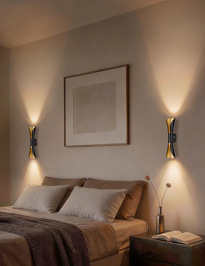 Tubicen Battery Operated Wall Sconce 9000mAh Rechargeable Up Down Wall Lights Cordless Movie Theater Sconces with Remote 2700K-5000K Dimmable Art Deco Wall Sconce for Living Room Bedroom 15.7" H