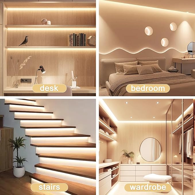 3.3FT COB LED Strip Lights,5V USB Powered LED Tape Lights 8mm Width with App Control,3000K Dimmable Warm White Flexible Light Strip TV Backlight for Bedroom Shelf Under Cabinet Kitchen DIY
