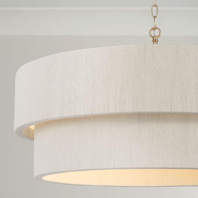 Capital Lighting 349842MA Delaney Modern Hand-Wrapped Rope Drum Pendant Ceiling Light Fixture, 4-Light 240 Total Watts, 16" H x 30" W, Matte Brass
