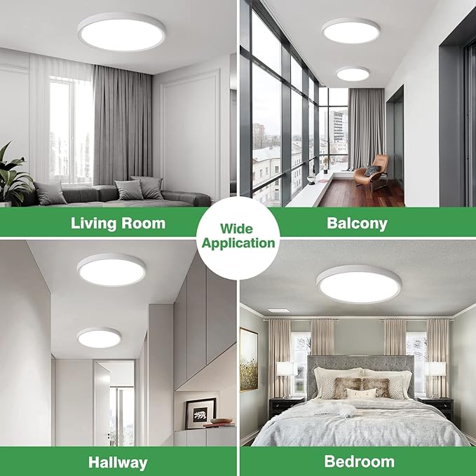 15.8 Inch LED Flush Mount Ceiling Light, 32W, 3480LM, 3000K/4000K/6000K CCT Selectable, Round Flat Panel Light Fits for Hallway, Kitchen, Bedroom, Laundry Room