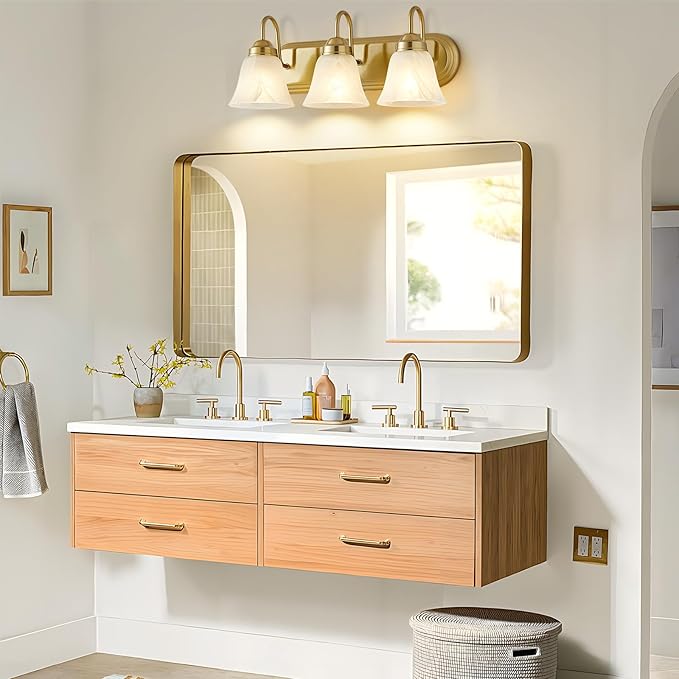 EJIAXIN Bathroom Light Fixtures Over Mirror - 3 Light Bathroom Vintage Lighting Fixtures Wall Lamp Easy Install Vanity Lights Not Included Bulb Apply for Mirror Living Room Cabinet Bedroom