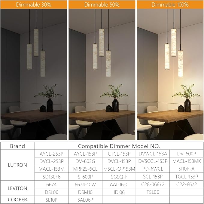 LMQNINE Natural Alabaster Pendant Lights for Kitchen Island White Marble Long Tube Chandelier 4000K Modern Black Ceiling Light Fixtures for Bedroom Dining Room Table Living Room Hallway(M-3Light)