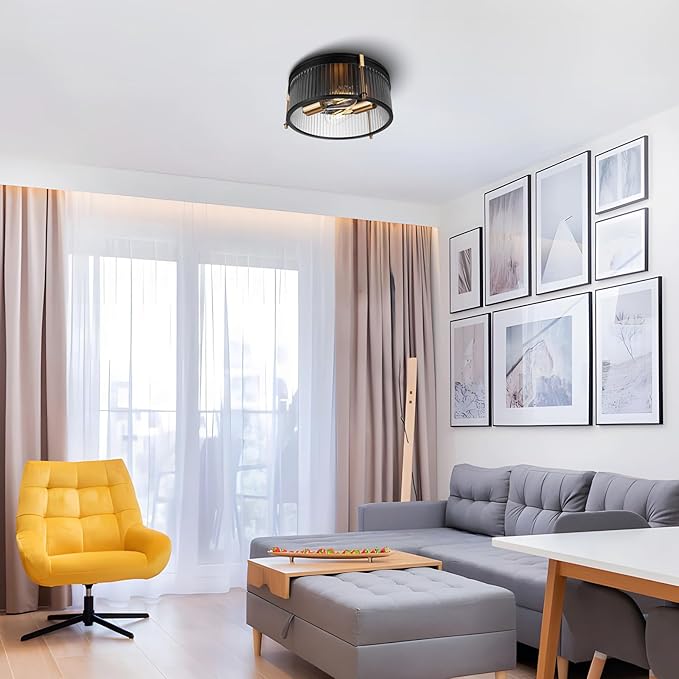 Industrial Flush Mount Ceiling Light, Rustic Ceiling Lamp Fixtures with Clear Glass Shade, Industrial Metal Cage Ceiling Light for Kitchen Bedroom Bathroom Hallway Entryway Porch