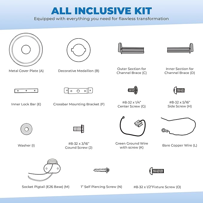 OHLECTRIC Recessed Can Light Conversion Kit to Pendant Lights – Medium Base Converter Compatible with 4”-6” Recessed Can Lights – Ideal for Kitchens, Bedrooms, Offices, and Damp Locations - 6 Pack
