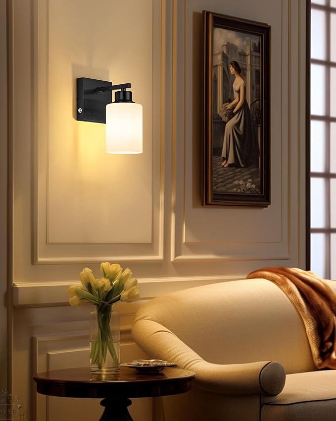 Rayogale Battery Operated Wall Sconce Set of 2, Black Rechargeable Wall Lights with Timer Function, Easy Install Dimmable Wireless Wall Lamps for Living Room, Bedroom, Hallway, Entryway Decor 3000K