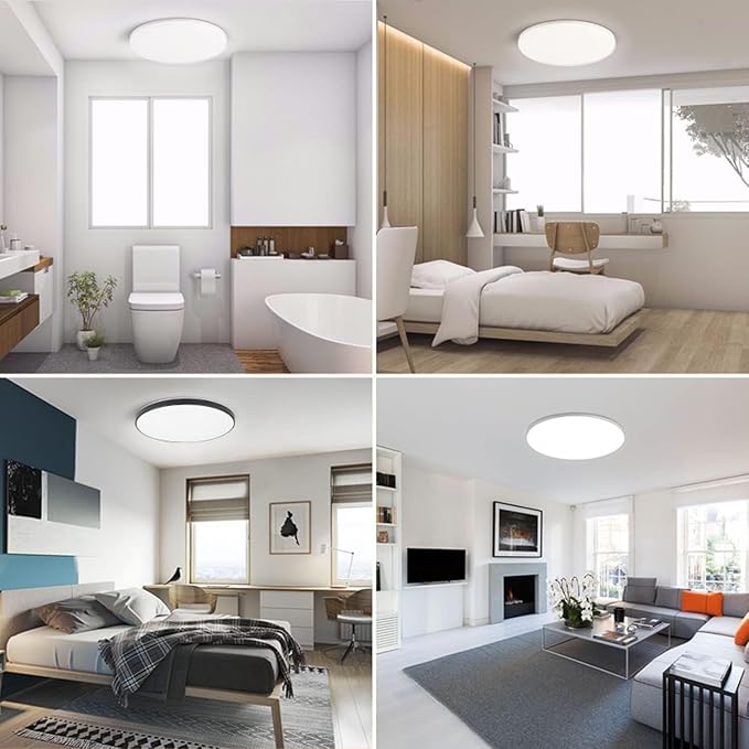 16Pack Round 12 Inch 3200LM Slim 28W 300W Equivalent Flush Mount LED Ceiling Lights - White, 6000K Daylight, 120V Surface Mount LED Ceiling Light