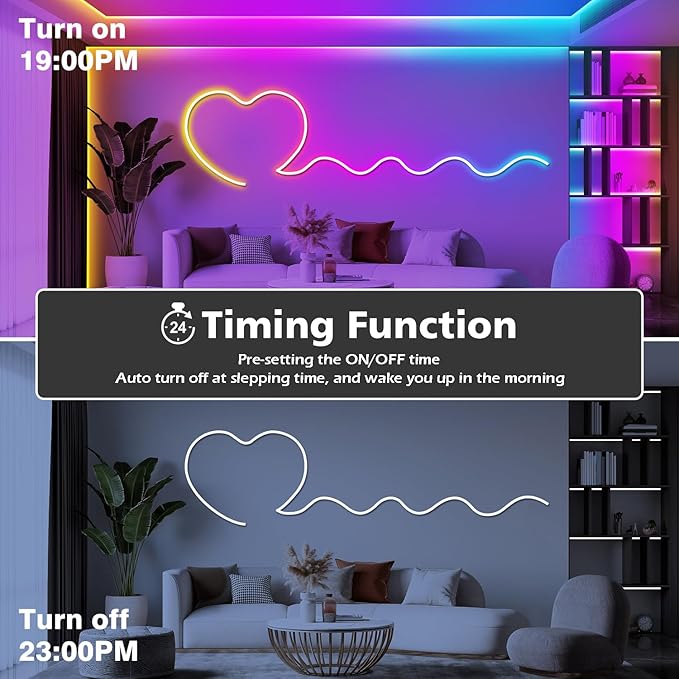 LETIANPAI 50Ft Neon Rope Lights,Flexible Led Rope Lights Control with App/Remote,Multiple Modes Music Sync Gaming RGB Led Neon Lights for Bedroom Outdoor