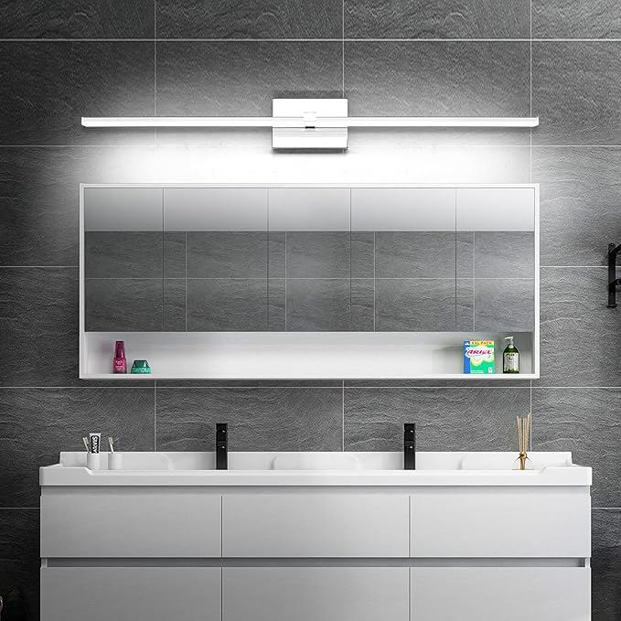 ZUZITO Modern Bathroom Light Fixture - Chrome LED Dimmable Vanity Light Bar 40 Inch Bathroom Light Fixtures Over Mirror 6000K Cool Whtie