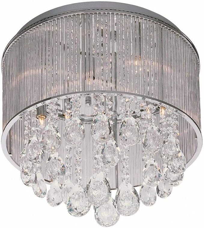 ET2 E22293-18PC Gala 9-Light Flush Mount, Polished Chrome Finish, Clear Glass, G9 Xenon Bulb, 50W Max., Dry Safety Rated, 3000K Color Temp., Standard Triac/Lutron® or Leviton Dimmable, Acrylic Shade Material, 4690 Rated Lumens