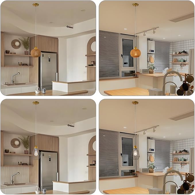 Small Pendant Light Kit - Gold, Single Island Lights for Kitchen, DIY Make Modern & Farmhouse Pendant Lights, Hanging Light Fixtures Ceiling Mount, Adjustable Height (Shade and Bulb Not Included)