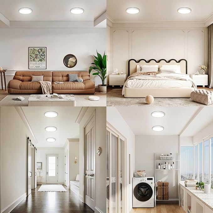 LED Ceiling Light, 2800LM Super Bright 9 Inch Led Flush Mount Ceiling Light 3000K/4500K/6000K 3CCT Dimmable for Kitchen,Bedroom,Living Room (2 Pack, White)…