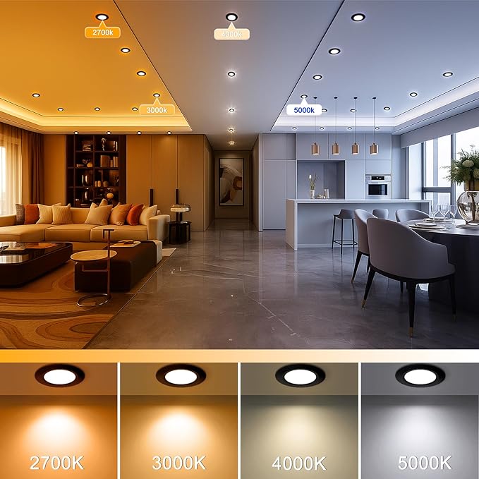 YGS-Tech 2 Inch LED Recessed Lighting, Dimmable Downlight 3W(35W Halogen Equivalent), CRI80, 3000K Warm White Ceiling Light with LED Driver(4 Pack)