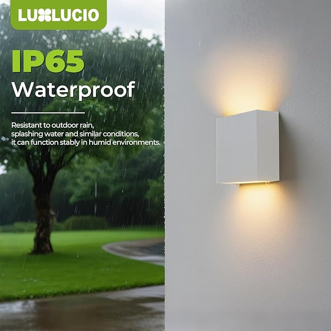 Indoor Outdoor Up and Down Wall Sconce, 5%-100% Dimmable 18W, 5 Color Temperature Selectable (2700K-5000K), Modern Lighting for Living Room/Porch, CRI90+, 120V-277V, ETL FCC Certified