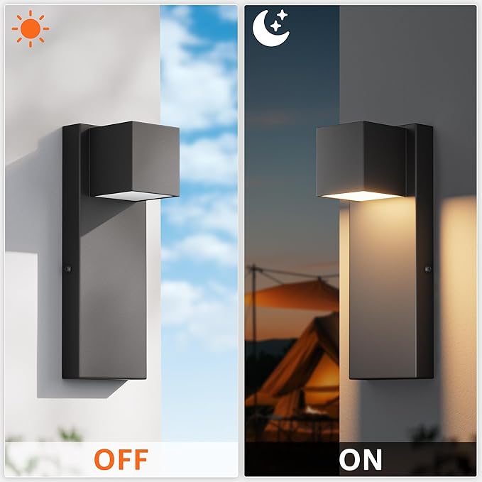 4 Pack 13" Modern Outdoor Led Wall Light,16W 3000K 1200Lumen Porch & Patio Hardwired Wall Mount Wall Sconces,Exterior IP65 Waterproof Aluminum Wall Lamp for Front Door Garage Garden(Black)