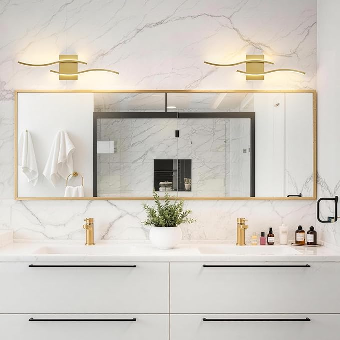 KARTOOSH 1 Pack Bathroom Vanity Lights Fixtures Over Mirror Hardwired Gold Light Fixture Wall Lights 3CCT Dimmable LED Bathroom Light Fixtures 23.6 Inch Modern Wall Sconce Picture Lights for Wall