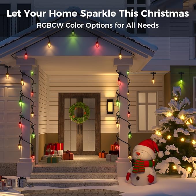 XMCOSY+ Outdoor Wall Lights, 2100LM Smart LED Porch Lights Outdoor, RGBCW Exterior Lighting Sconce, Wi-Fi Control, Compatible with Alexa, IP65 Waterproof, 2 Pack