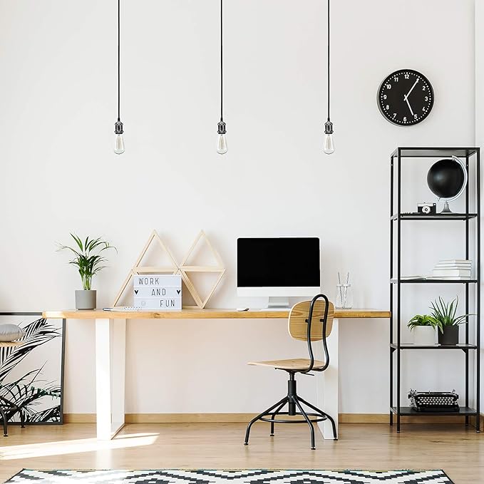 JACKYLED Pendant Light Kit UL Canopy Kit Copper Socket E26 E27 Lampholder Black Woven Fabric Pendant Light Cord Adjustable Ceiling Lighting (Pearl Black)