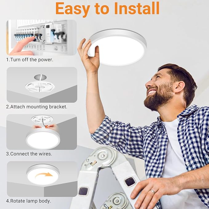 slochi 2Pack LED Flush Mount Ceiling Light Fixture, 9 Inch 18W, 2200LM, Super Slim 0.7 Inch, 3000K-6500K Adjustable Low Profile LED Ceiling Lights for Bathroom, Closet, Hallway(White)