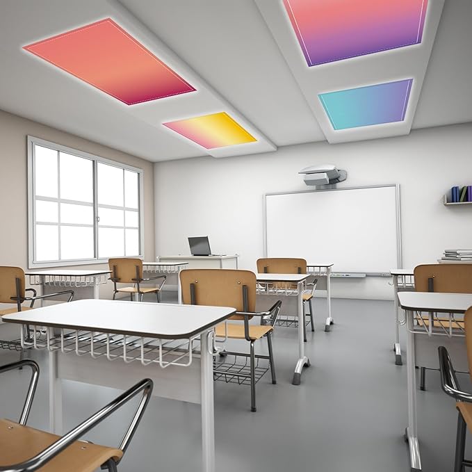 8 Pack Fluorescent Light Covers with 80 Magnets Decorative for Classroom Ceiling Light 4 x 2 Feet Magnetic Lights Covers Filter Easy Install for Office School Hospitals Drop Ceiling Supplies(Gradient)