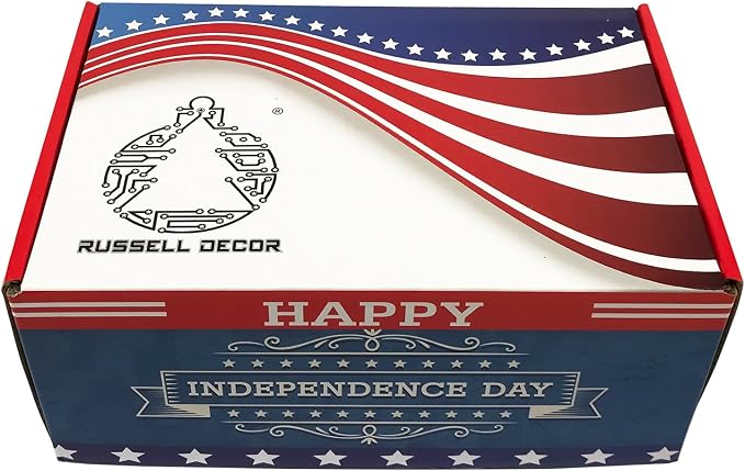 Russell Decor American Patriotic Flag Lights Curtain Lights with Stars Outdoor Indoor Waterproof Festival Party Red White Blue (6 ft x 3.5 ft)
