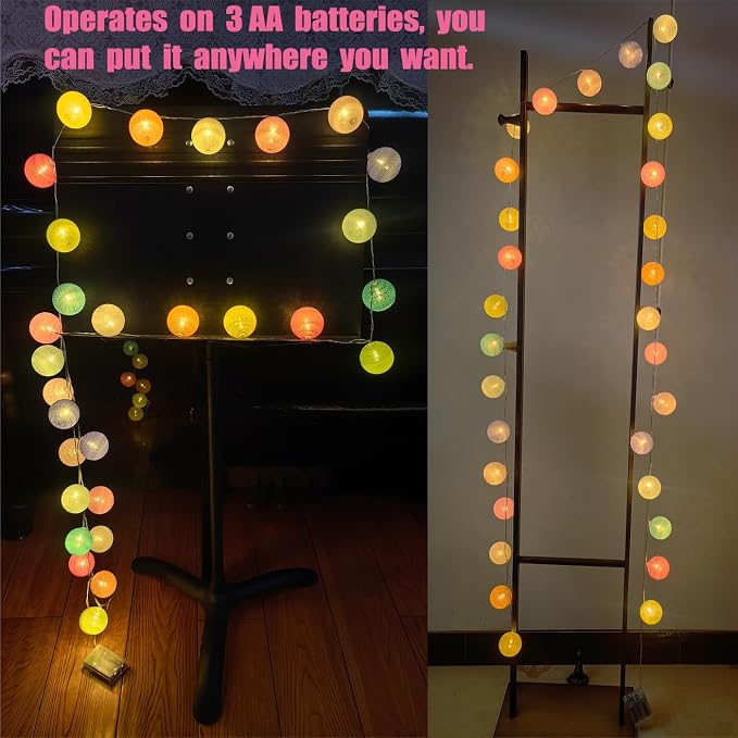 Gardeningwill 3M/10Ft 30 Mixed Color Ball LED Xmas Wedding Battery Operated String Fairy Light