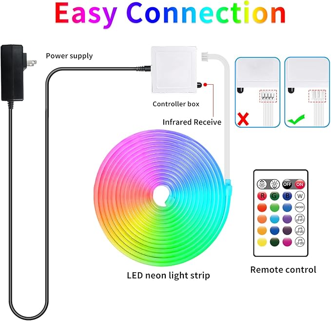 segrass 16.4FT Led Neon Rope Lights Control with App/Remote,Flexible Led Rope Lights,Multiple Modes,IP65 Outdoor RGB Neon Lights Waterproof,Music Sync Gaming Led Neon Strip Lights for Bedroom Décor