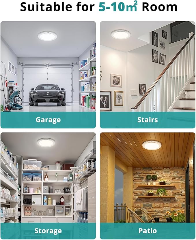 wowatt 6Pcs Battery Operated Ceiling Lights Rechargeable Motion Sensor Light Indoor Wireless Shower Light with Remote 3000K 4500K 6500K 7.48in Dimmable Timing Motion Activated Lamp for Closet Shower
