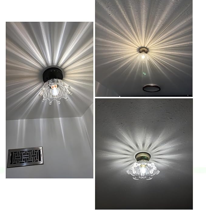 2 Pack Gold Modern Ceiling Light, Small Kitchen Light Fixtures, Glass Semi Flush Mount Ceiling Light for Hallway, Foyer, Entryway, Laundry Room (7 in)