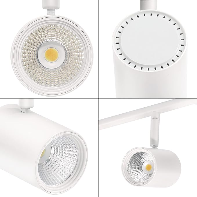 CLOUDY BAY 3 Color LED Dimmable 4-Head Track Lighting Kit,3000K/4000K/5000K Selectable 30W 2400lm CRI90,Adjustable Light Head Fixture for Accent Decorative Lighting,White
