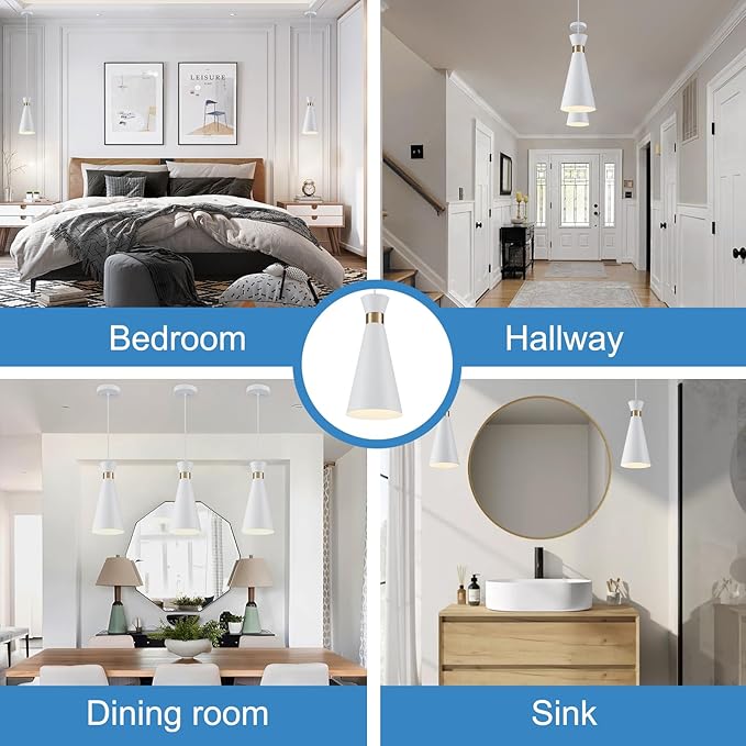 2026 New Gold White Pendant Lights Kitchen Island 3 Pack, 5.9" Mini Modern Brass Island Lights for Kitchen Bar Pendant Light Fixtures, Small kitchen pendant lighting over island Sink Dining Room