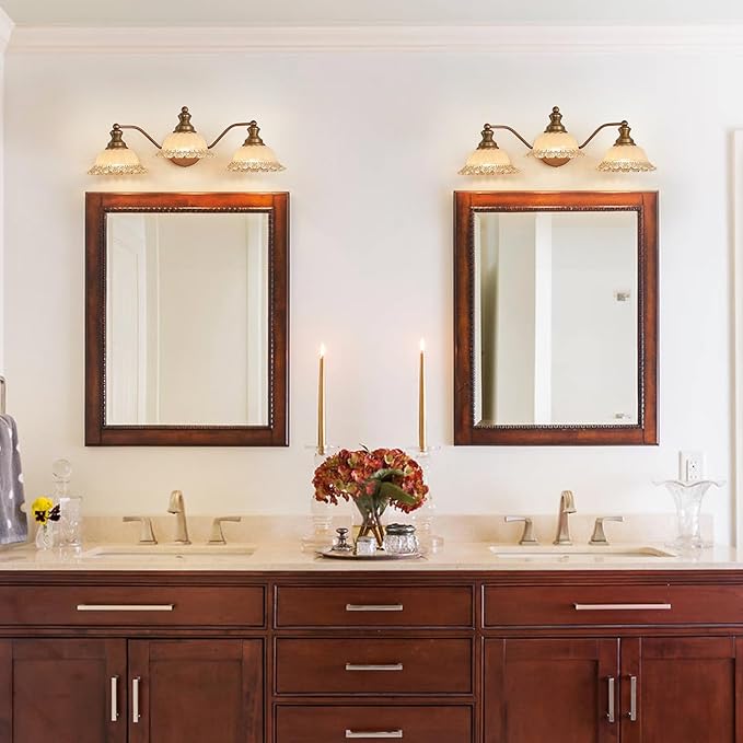 XIEDUN Brass 3 Light Vanity Light Vintage Bathroom Vanity Light Fixture