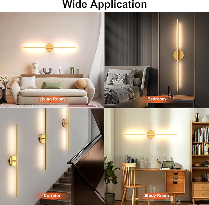 Tartek Battery Operated Wall Sconces Set of Two, Rechargeable Wall Lights with Remote Control, Dimmable 3000K-6000K LED Wall Lamp, 360°Rotate, Long Wireless Sconces for Living Room, Bedroom