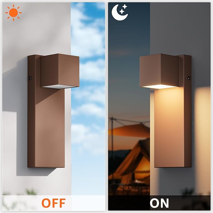4 Pack 13" Modern Outdoor Led Wall Light,16W 3000K 1200Lumen Porch & Patio Hardwired Wall Mount Wall Sconces,Exterior IP65 Waterproof Aluminum Wall Lamp for Front Door Garage Garden(Rust)