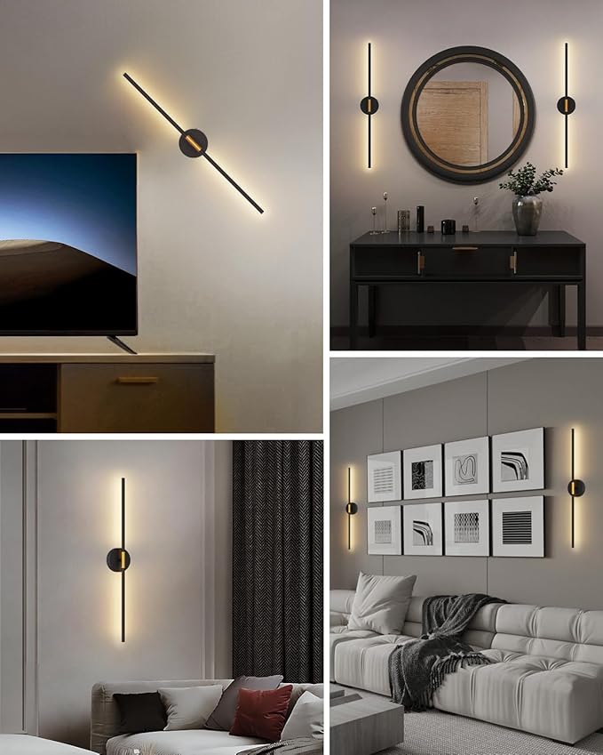 Battery Operated Wall Sconces Set of 2, 360° Rotatable Wall Sconce with Remote, 3000K Dimmable Magnetic Mount Wall Sconces, Rechargeable 28.3inch Wall Lights for Bedroom, Living Room, Dinning Room