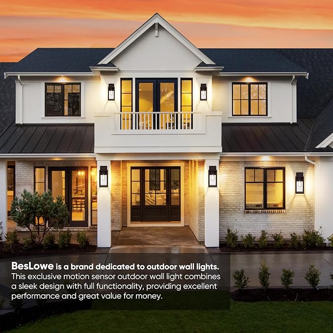 2-Pack Upgraded Motion Sensor Outdoor Wall Lights, 13” Dusk to Dawn Porch Lights Outdoor Wall Sconce Lanterns, 3 Lighting Modes Exterior Lighting Fixtures, Brown Outside Lights for House Patio Garage