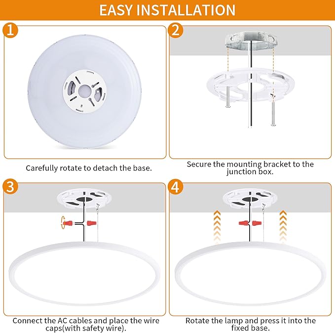 Flush Mount Ceiling Light with Night Light, 15in LED Ceiling Lights with Remote Control, 1800K Nightlights & 3000-6500K Dimmable Lamp Fixture, 36W 3600LM Low Profile for Bedroom, White