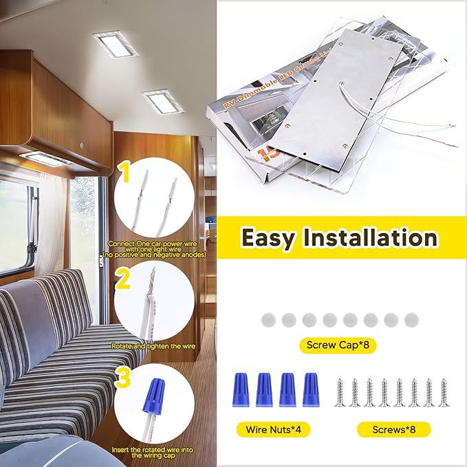 BlueFire 1800LM Bright LED RV Light Interior, 4 Color Temperature, DC12-30V Upgraded Brightness RV Ceiling Dome Lights, Dimmable Fixture for RV Camper Van Motorhome Boat Trailers (Large - 2 Pack)