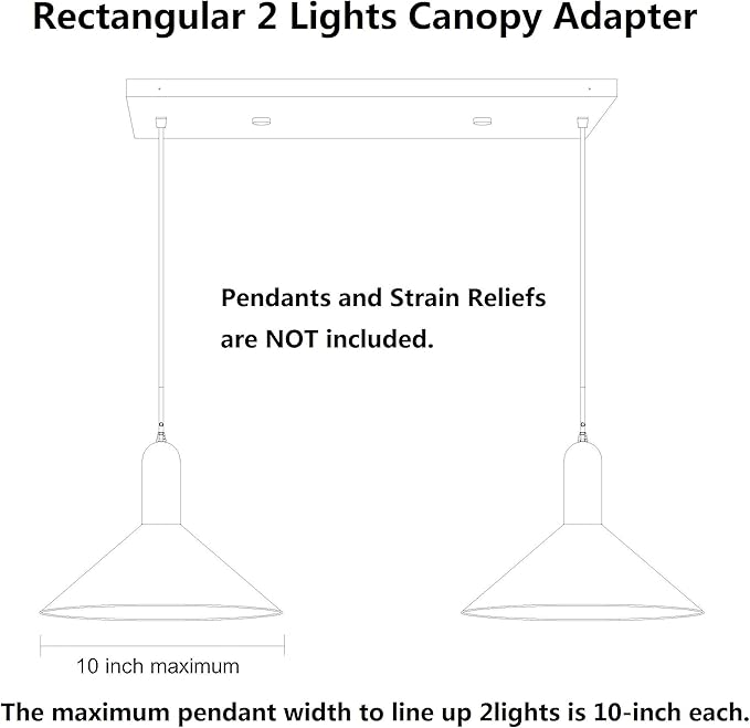 Two Pendant Light Linear Canopy Accessory Light Kit, 14 inch Flush Mount Cluster Canopy, Hanging 2 Lights with One Outlet Box for Kitchen Island, Mounting Hardware Included, Matte White…