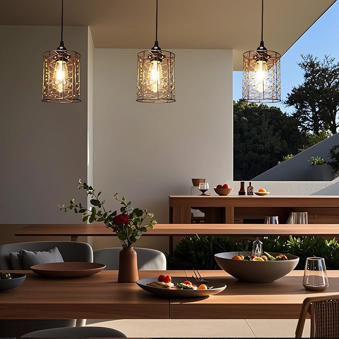 Battery Operated Hanging Outdoor Chandelier, Battery Pendant Light, Gazebo Lights Outdoor Waterproof, 4 AA Batteries, for Gazebo, Pergola, Porch, Patio, Indoor/Outdoor Decor Lighting (3)