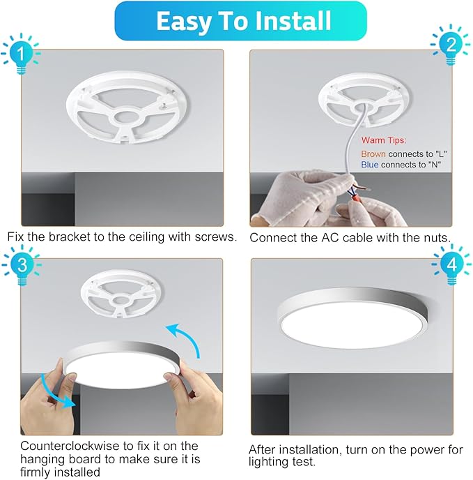 LightingWill 7 Inch LED Flush Mount Ceiling Light Fixture, 4000K Nurture White, 1500LM, 12W, Flat Modern Round Lighting Fixture, 120W Equivalent White Ceiling Lamp for Kitchens, Bedrooms.etc.
