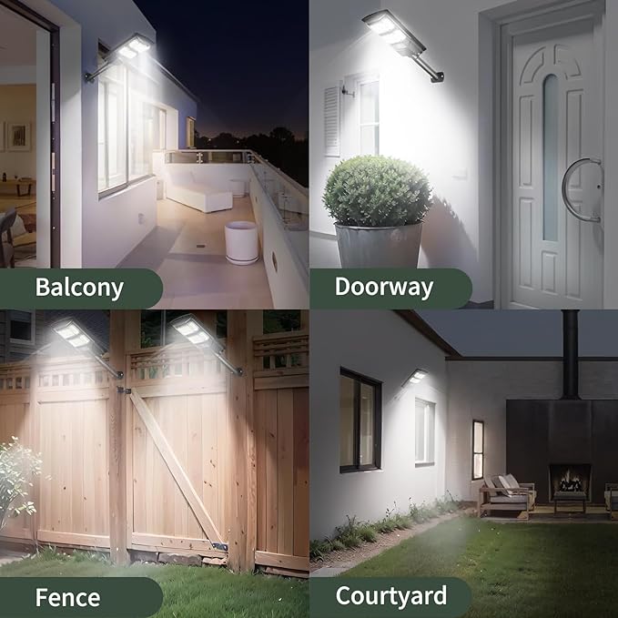 Lendro LED Solar Street Lights Outdoor, 6 Pack, Dusk to Dawn, Waterproof, Solar Powered Flood Light for Backyard, Garden