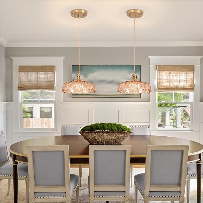 Pendant Light Fixtures,Finish Ceiling Hanging Lamp 9.4" E26 Vintage Green Glass Hanging Pendant Lights for Bedroom Living Room Hallway