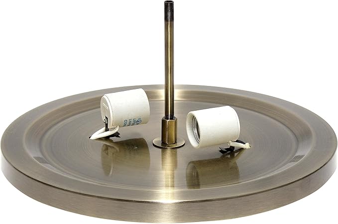 Elegant Designs FM1000-ABS Elipse Crystal 13 Inch Modern Metal 2 Light Bowl Shaped Ceiling Flush Mount Fixture, Antique Brass