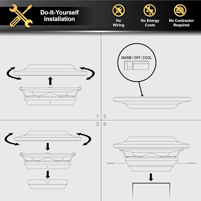 Classy Caps 4x4 Imperial Solar Post Cap - Fits 4"x4" and 3.5"x3.5" Deck & Fence Posts, White Cast Aluminum - Warm and Cool Light Modes - Heavy-Duty - Mod. #SL211W