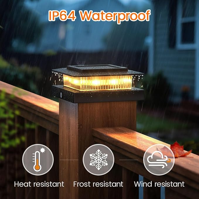 APONUO 16 Pack Solar Post Cap Lights RGB Color Changing - 8 Solid Colors & Flowing Multicolor, IP65 Waterproof for 4x4 Wood/Vinyl Posts, Auto On/Off Deck Fence Patio Garden Lighting, Black